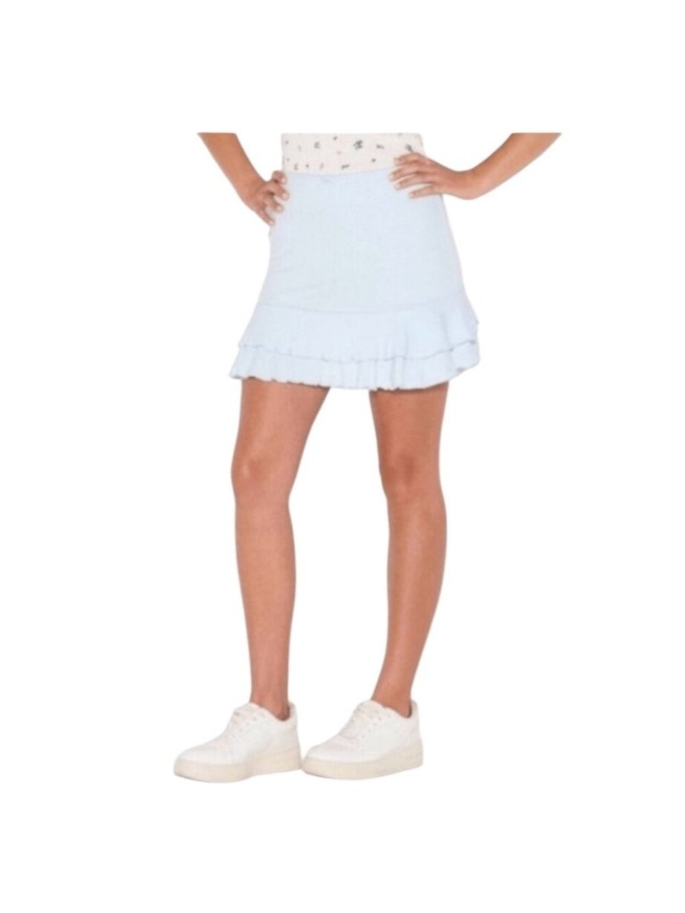 Wild Fable Baby Blue Ruffled Mini Skirt With Bow Detail L